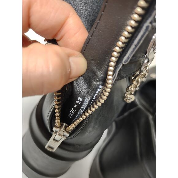 Demonia Wave 22 6” Platform Wedge Ankle Cutout Boot Goth Chain Halloween Sz 6 - Picture 7 of 16